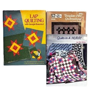 Set of 3 Quilting Books: Lap Quilting, Quilts in a Hurry & Template Free